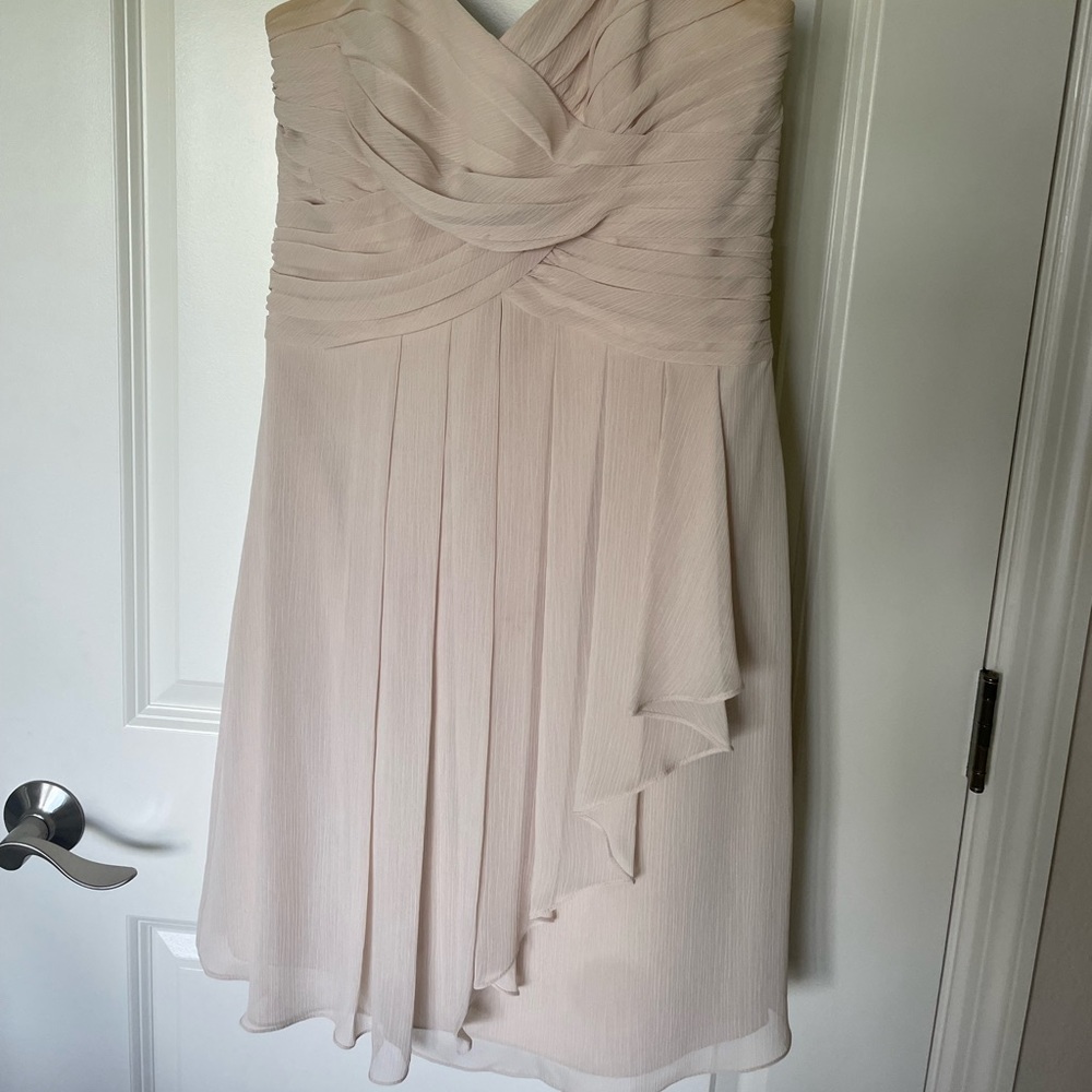 David’s Bridal champagne colored formal dress